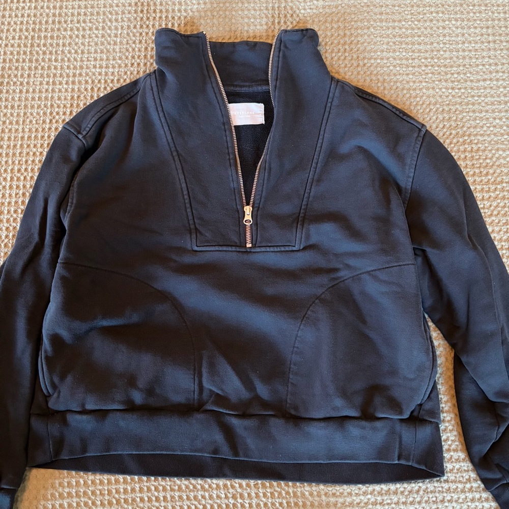 Everlane Black Half-Zip Pullover - Size M